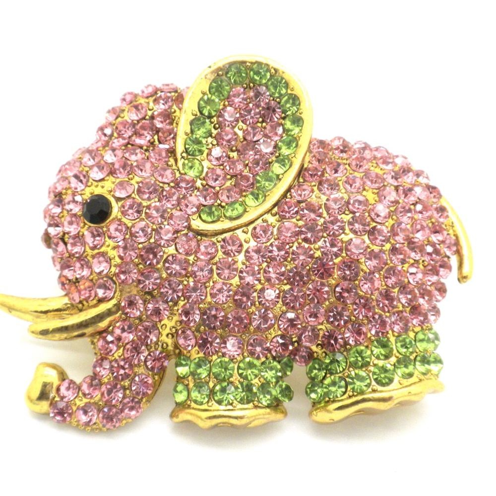 Large Pink Elephant Brooch